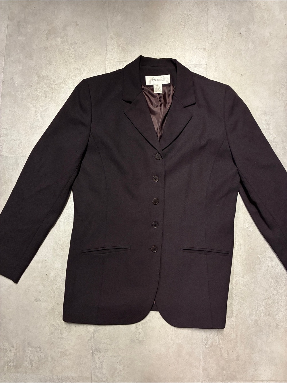 Jones New York Women's Black Tailored Blazer with Notch Lapel